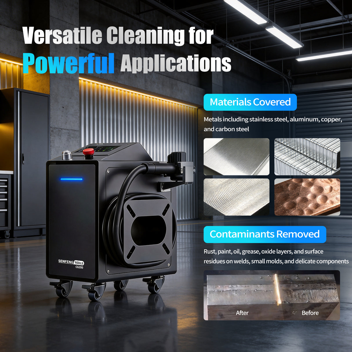 Senfeng Tools Pulsed Gaussian Beam Laser Cleaner for Powerful & Efficient Cleaning