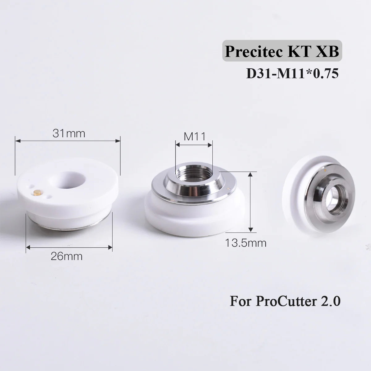 PRECITEC | Ceramic Nozzle Holder D31 H10.5 M11 for Laser Cutting Head