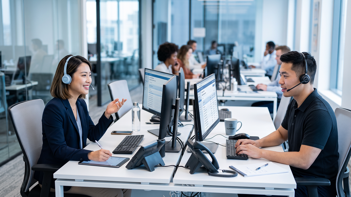 Senfeng engineers on a support call