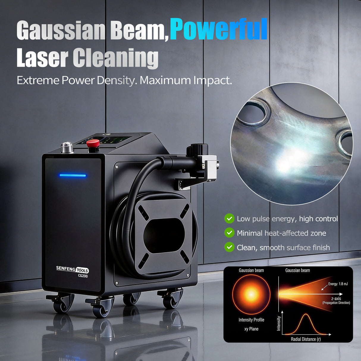 Senfeng Tools Pulsed Gaussian Beam Laser Cleaner for Powerful & Efficient Cleaning