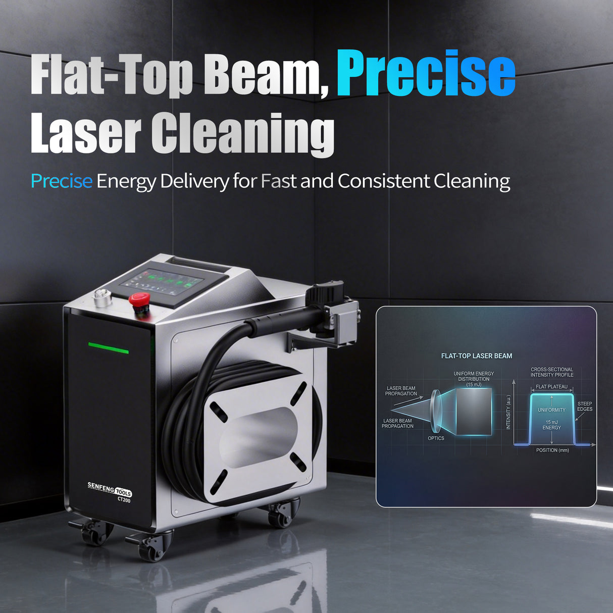 Senfeng Tools Pulsed Flat-Top Beam Laser Cleaner for Precise & Consistent Surface Cleaning
